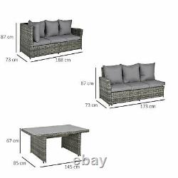 Outsunny 3 PCS Outdoor All Weather Rattan Dining Sets Furniture Backyard Garden