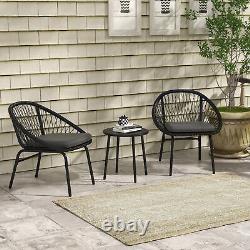 Outsunny 3 Piece Garden Furniture Set, Bistro Set with 2 Chairs & 1 Coffee Table
