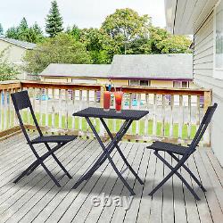 Outsunny 3PC Bistro Set Rattan Furniture Outdoor Garden Folding Chair Table