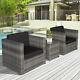 Outsunny 3pc Rattan Bistro Set Sofa Table Chair Garden Furniture Conservatory