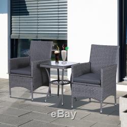 Outsunny 3PC Rattan Bistro Set Wicker Furniture for Garden Outdoor Balcony Patio