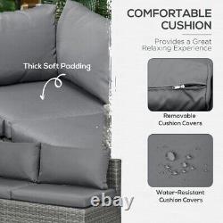 Outsunny 3Pcs Rattan Corner Sofa Set Coffee Table Garden Furniture With Cushion
