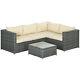 Outsunny 3pcs Rattan Corner Sofa Set Coffee Table Garden Furniture With Cushion