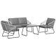 Outsunny 4 Piece Rattan Garden Furniture Set With Cushions, Grey