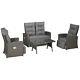 Outsunny 4 Piece Rattan Garden Furniture Set With Sofa, Glass Table, Grey