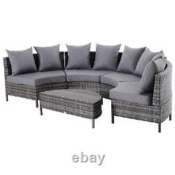 Outsunny 4-Seater Half Moon Shaped Rattan Outdoor Garden Furniture Set Grey