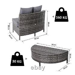 Outsunny 4-Seater Half Moon Shaped Rattan Outdoor Garden Furniture Set Grey