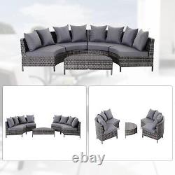 Outsunny 4-Seater Half Moon Shaped Rattan Outdoor Garden Furniture Set Grey