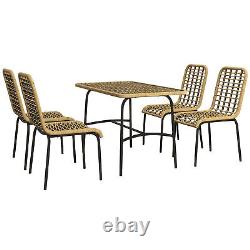 Outsunny 4 Seater Rattan Garden Furniture Set with Tempered Glass Tabletop