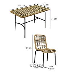 Outsunny 4 Seater Rattan Garden Furniture Set with Tempered Glass Tabletop