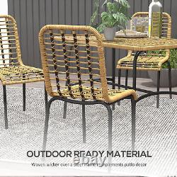 Outsunny 4 Seater Rattan Garden Furniture Set with Tempered Glass Tabletop