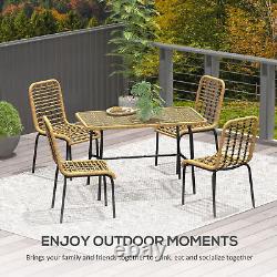 Outsunny 4 Seater Rattan Garden Furniture Set with Tempered Glass Tabletop