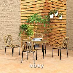 Outsunny 4 Seater Rattan Garden Furniture Set with Tempered Glass Tabletop