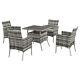 Outsunny 4 Seater Rattan Garden Furniture Set With Tempered Glass Tabletop Grey