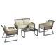 Outsunny 4 Seater Round Wicker Rope Garden Furniture Set With Cushions Grey