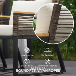 Outsunny 4 Seater Round Wicker Rope Garden Furniture Set with Cushions Grey