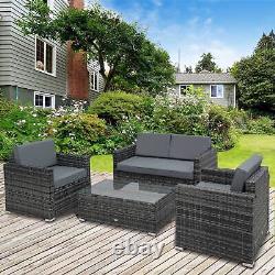 Outsunny 4PC Rattan Sofa Set Outdoor Coffee Table Chair Wicker Garden Furniture