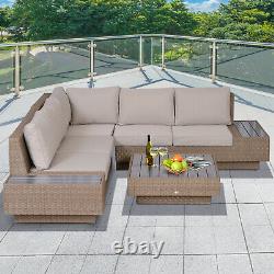 Outsunny 4PC Sectional Rattan Sofa Set Garden Furniture Patio Coffee Table Chair
