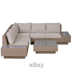 Outsunny 4PC Sectional Rattan Sofa Set Garden Furniture Patio Coffee Table Chair