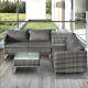 Outsunny 4pcs Patio Rattan Sofa Garden Furniture Set With Table Cushions Grey