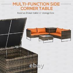 Outsunny 4Pcs Patio Rattan Sofa Garden Furniture Set with Table Cushions Orange