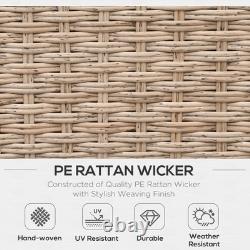 Outsunny 4Pcs Rattan Sofa Set Garden Furniture Set with Armrest Cushions Beige