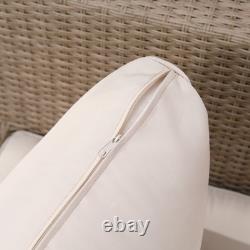 Outsunny 4Pcs Rattan Sofa Set Garden Furniture Set with Armrest Cushions Beige