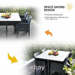 Outsunny 5 PCS Outdoor PP Rattan Garden Dining Cube Set Patio Furniture Set