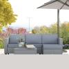 Outsunny 5 Pcs Rattan Garden Furniture Set With Glass Coffee Table