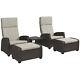 Outsunny 5 Pcs Rattan Garden Furniture Set With Reclining Chairs, Table, Brown