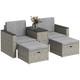 Outsunny 5 Piece Rattan Garden Furniture Set With Storage Table, Stools, Grey