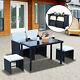 Outsunny 5 Pieces Rattan Wicker Set Coffee Chair Table Garden Cushion Furniture