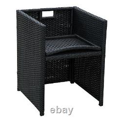 Outsunny 5 Pieces Rattan Wicker Set Coffee Chair Table Garden Cushion Furniture