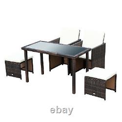 Outsunny 5PCs Rattan Garden Furniture Wicker Weave Sofa Set Table Chair Footrest