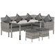 Outsunny 5pcs Rattan Dining Corner Sofa Set, Garden Furniture Set, Dark Grey