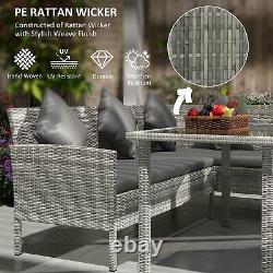 Outsunny 5Pcs Rattan Dining Corner Sofa Set, Garden Furniture Set, Dark Grey