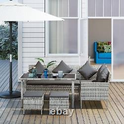 Outsunny 5Pcs Rattan Dining Corner Sofa Set, Garden Furniture Set, Dark Grey