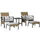 Outsunny 5pc Rattan Garden Furniture Set Withchair, Footstool And Table, Grey