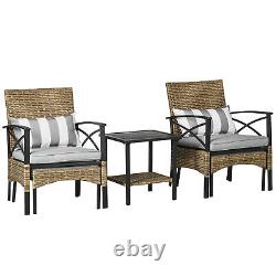 Outsunny 5pc Rattan Garden Furniture Set withChair, Footstool and Table, Grey