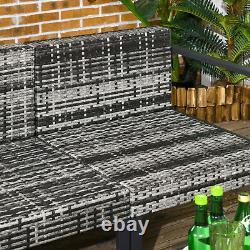 Outsunny 6 PCs Rattan Garden Furniture Set with Table, Cushion, Charcoal Grey