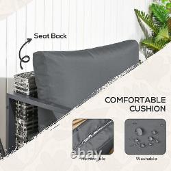 Outsunny 6 PCs Rattan Garden Furniture Set with Table, Cushion, Charcoal Grey