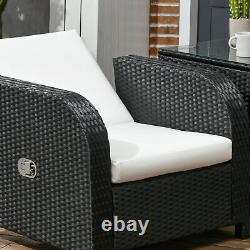 Outsunny 6 Piece Rattan Garden Furniture Set with Sofa, Glass Table, Black