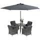 Outsunny 6 Pieces Rattan Garden Furniture With Umbrella, Cushions Mix Grey