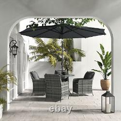Outsunny 6 Pieces Rattan Garden Furniture with Umbrella, Cushions Mix Grey