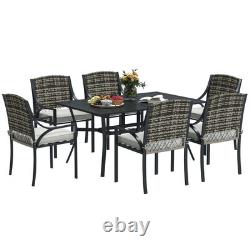 Outsunny 6 Seater Rattan Garden Furniture Set with Cushions