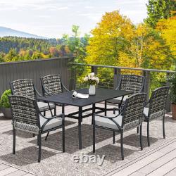 Outsunny 6 Seater Rattan Garden Furniture Set with Cushions