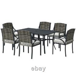 Outsunny 6 Seater Rattan Garden Furniture Set with Cushions