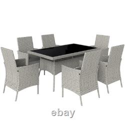 Outsunny 6 Seater Rattan Garden Furniture Set with Cushions, Grey