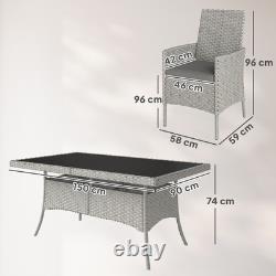 Outsunny 6 Seater Rattan Garden Furniture Set with Cushions, Grey