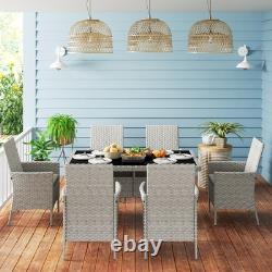 Outsunny 6 Seater Rattan Garden Furniture Set with Cushions, Grey